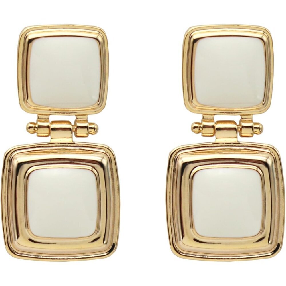 Cream Cute Gold Geometric Statement Jewelry Dangle Drop Earrings for Women